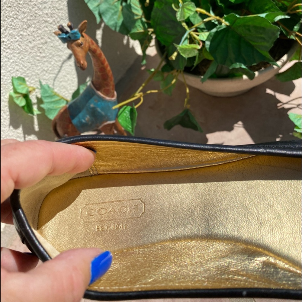 Coach Black Olson Gold Logo Slip-On Loafer Flats 7 - Picture 9 of 12